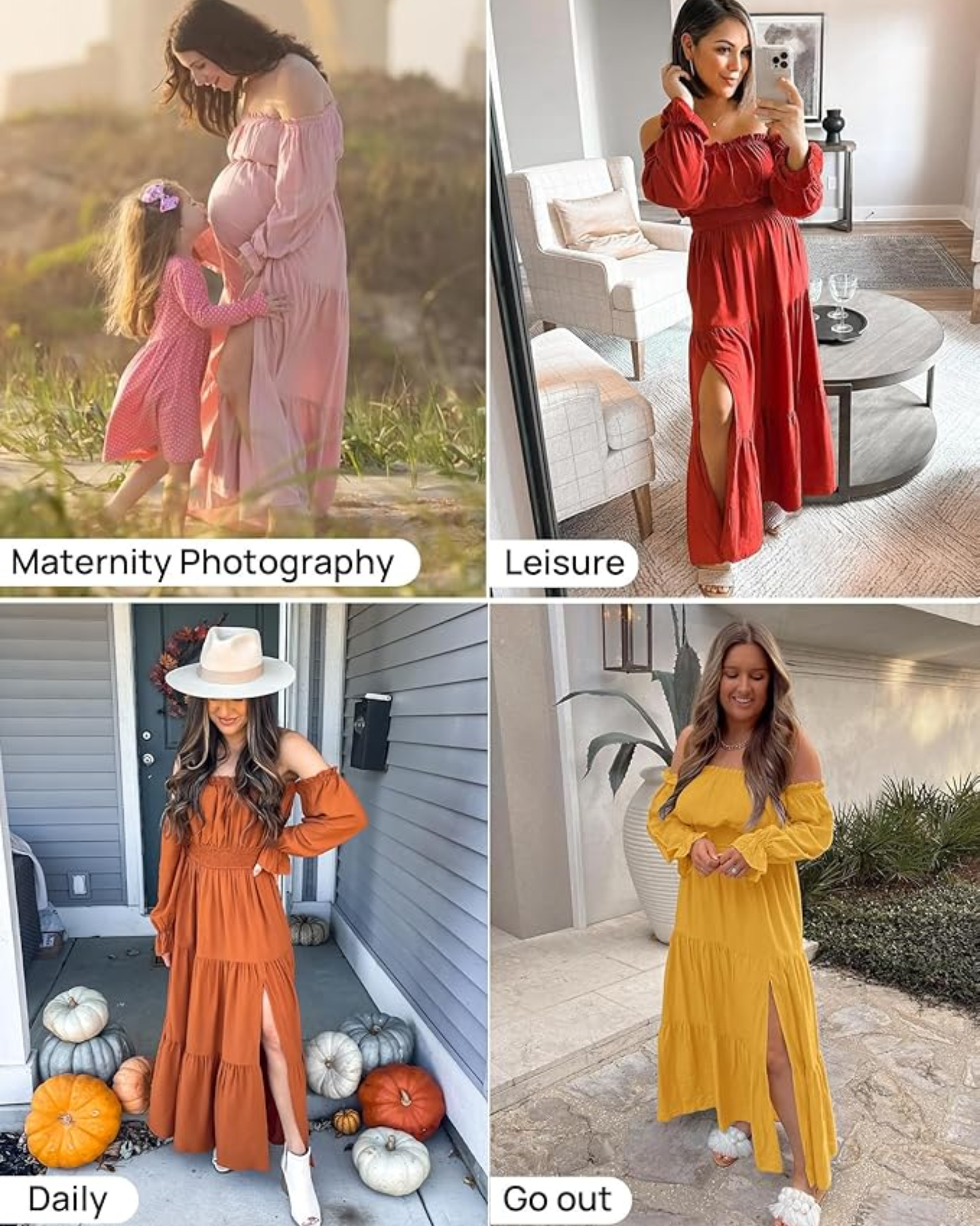 Off-Shoulder Smocked Maxi Dress