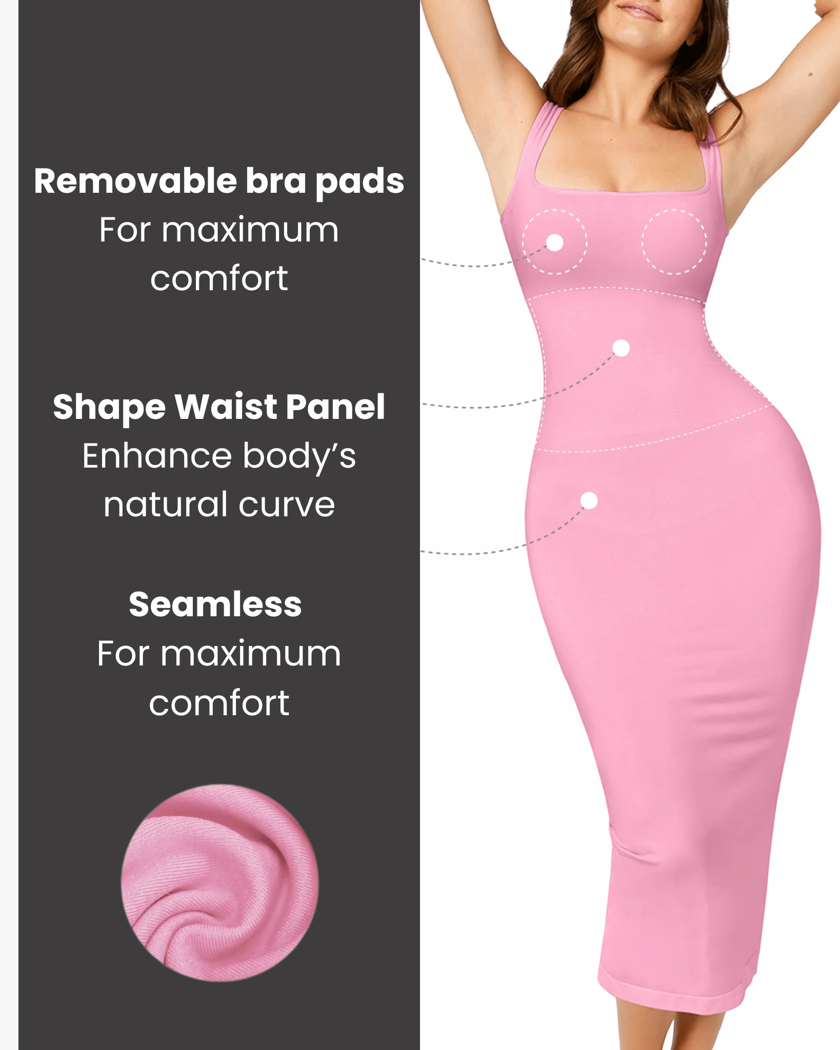Seamline™ - Shaping Square Neck Midi Dress