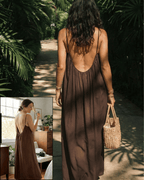 Backless Maxi Cami Dress Seamline