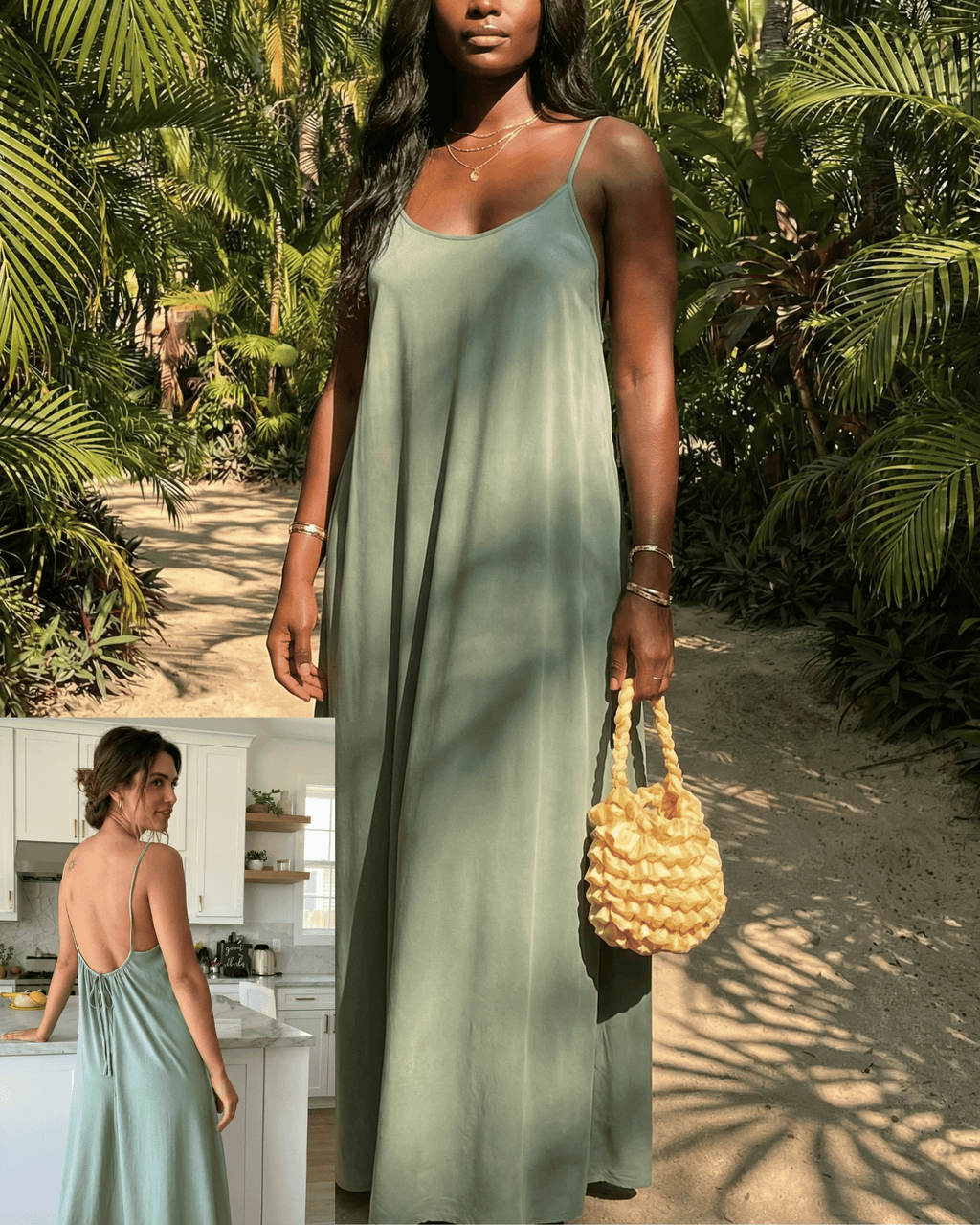 Backless Maxi Cami Dress Seamline