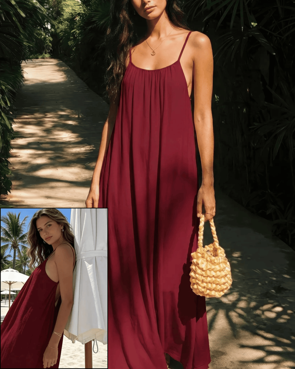 Backless Maxi Cami Dress Seamline