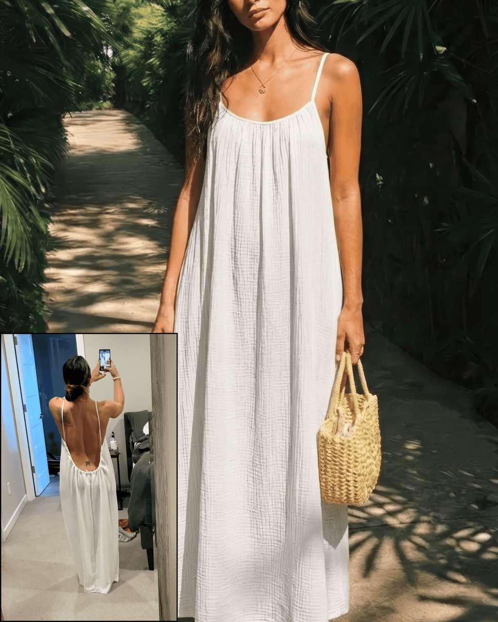 Backless Maxi Cami Dress Seamline
