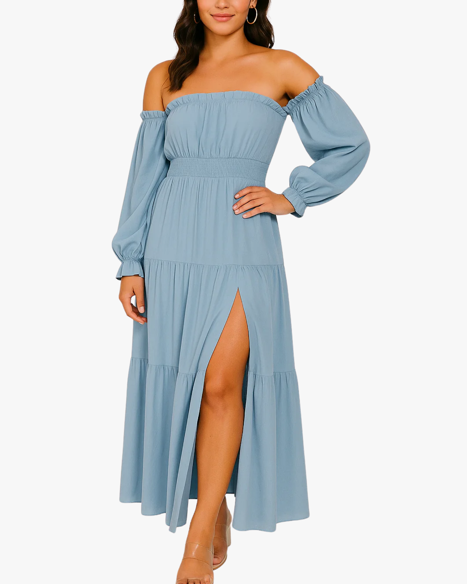 Off-Shoulder Smocked Maxi Dress