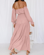 Off-Shoulder Smocked Maxi Dress Seamline