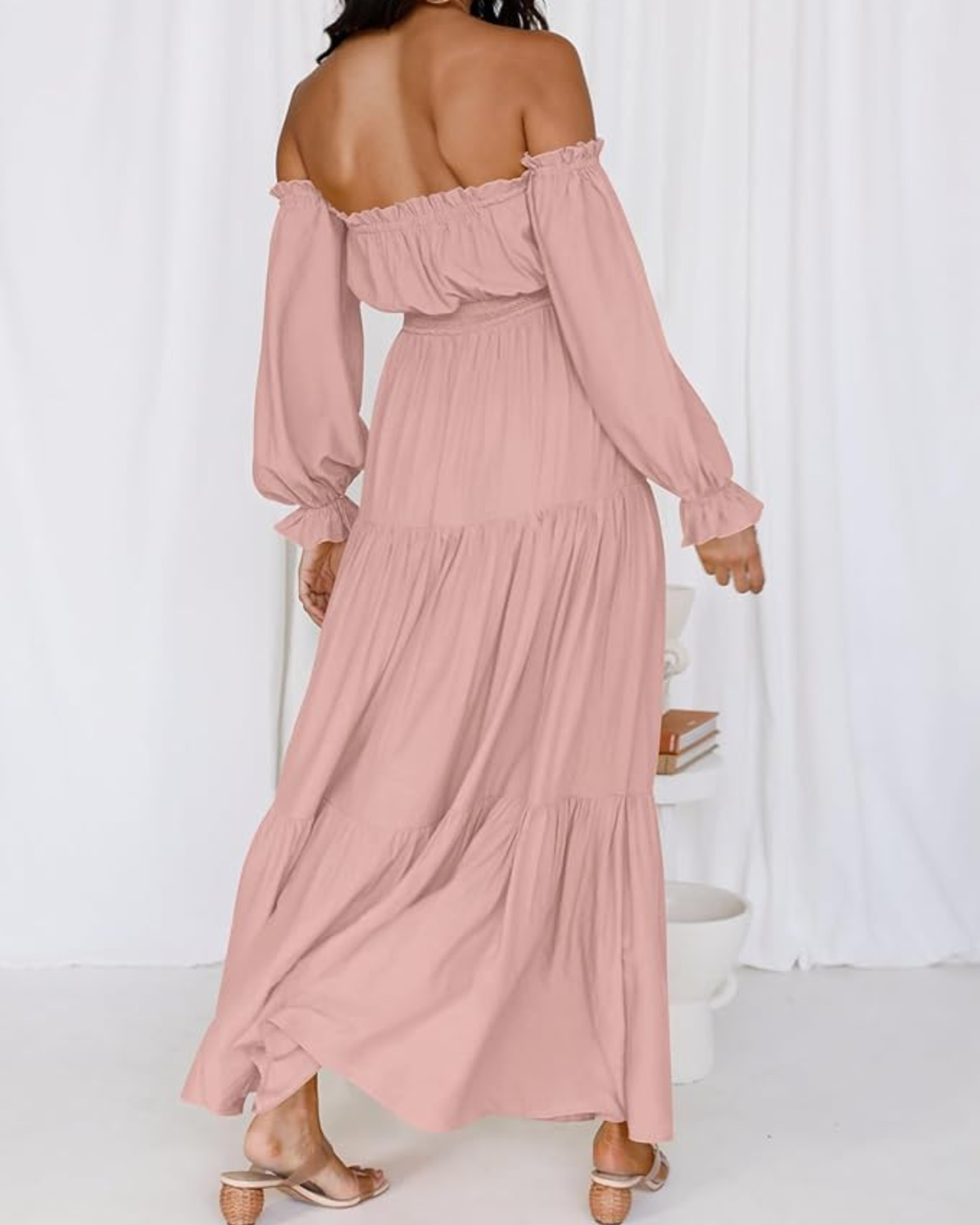 Off-Shoulder Smocked Maxi Dress Seamline