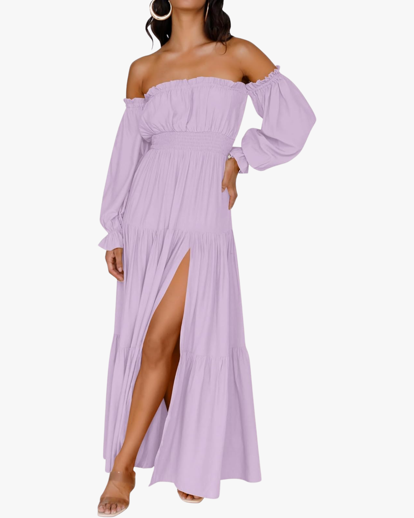 Off-Shoulder Smocked Maxi Dress