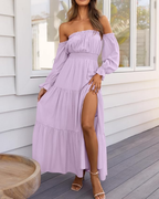 Off-Shoulder Smocked Maxi Dress Seamline
