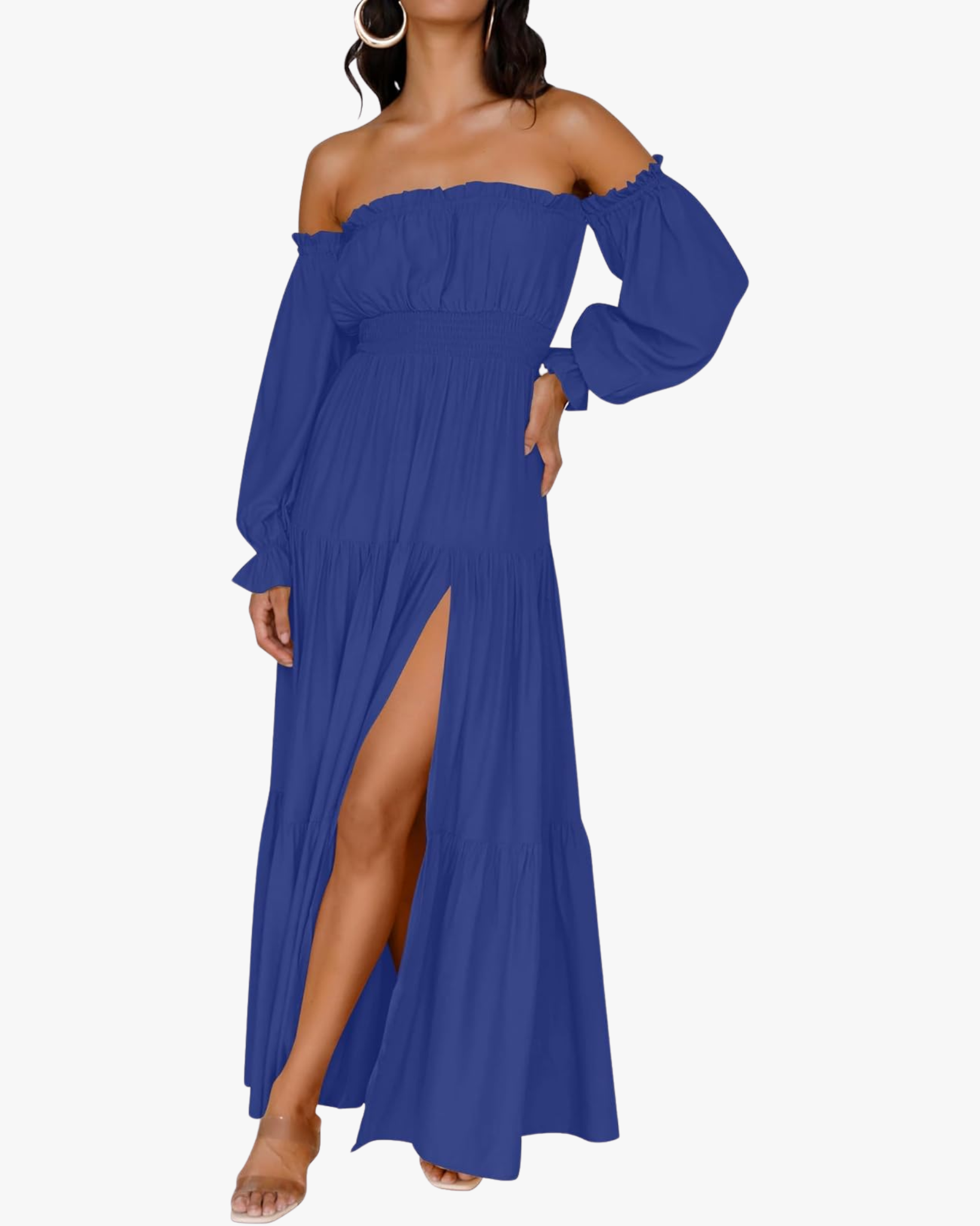 Off-Shoulder Smocked Maxi Dress