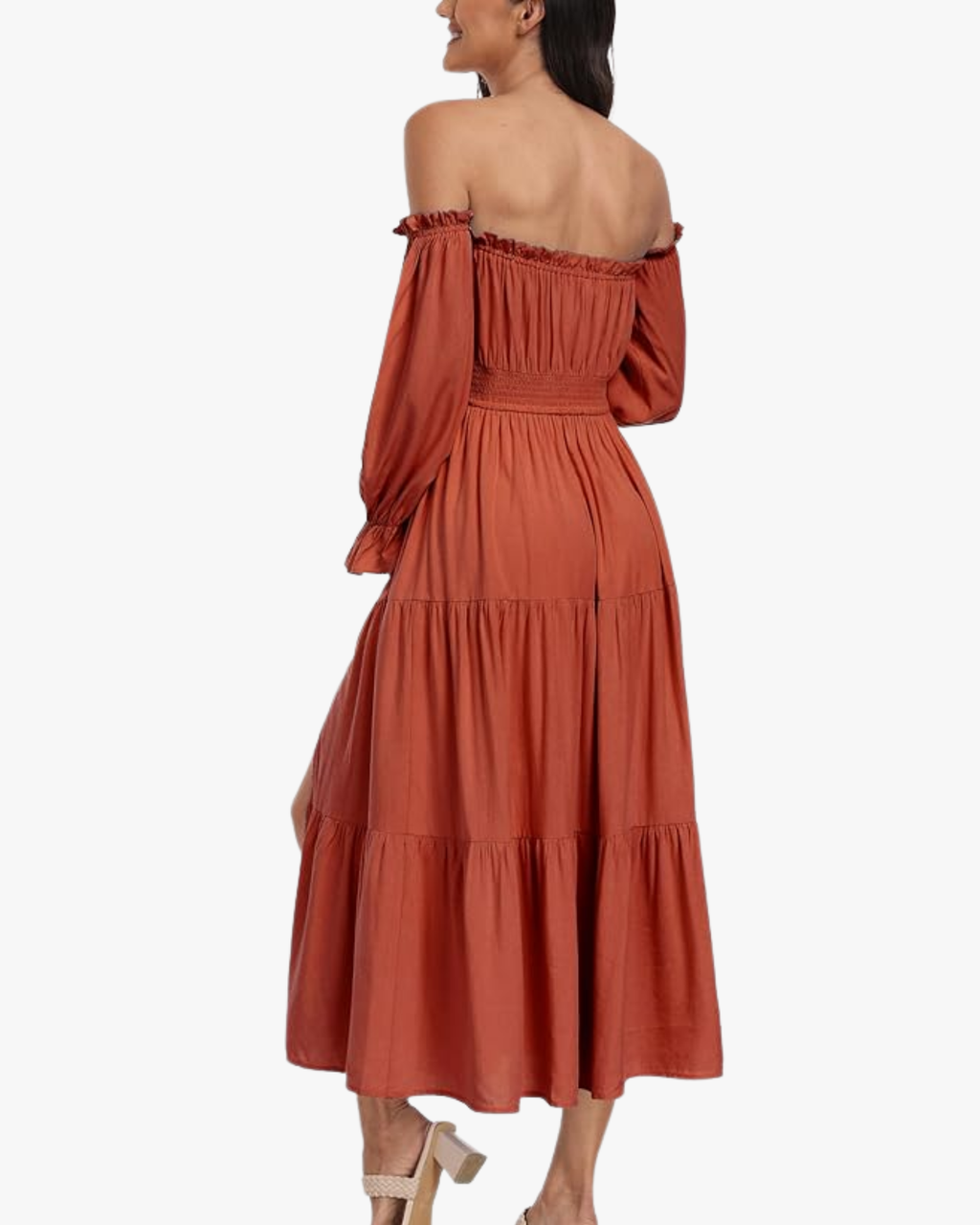 Off-Shoulder Smocked Maxi Dress Seamline