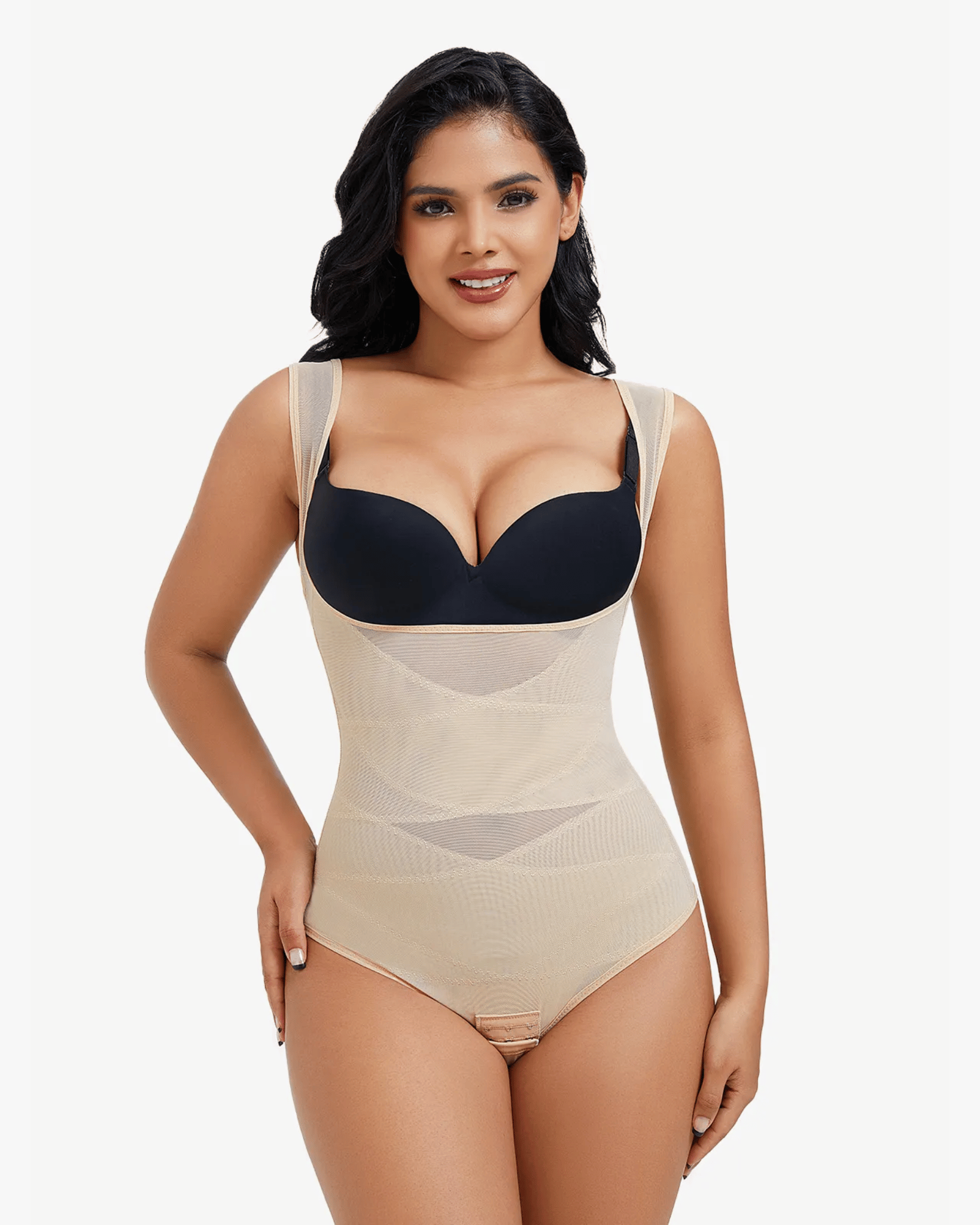 Seamline™ - Open Bust Cross Compression Thong Bodysuit