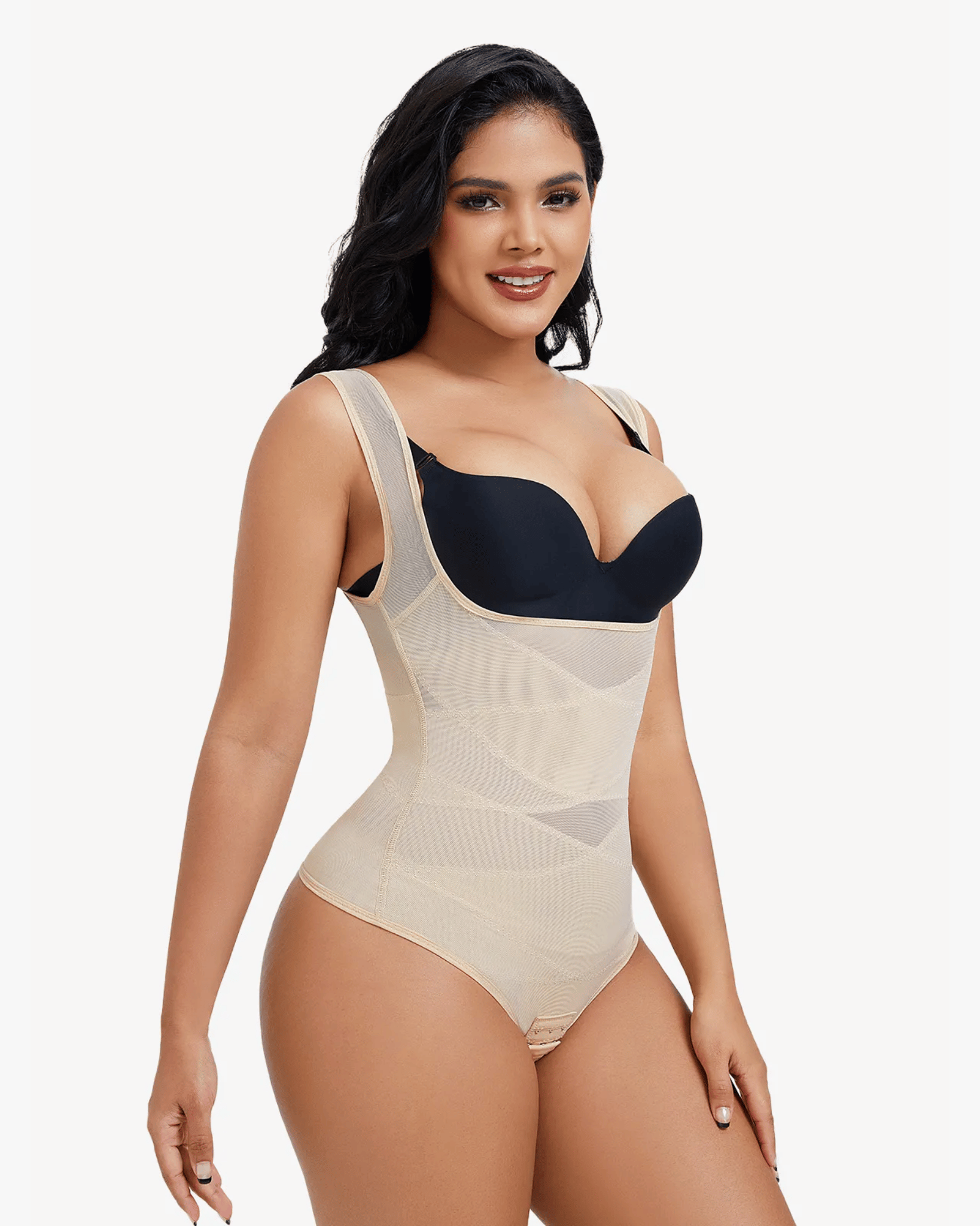 Seamline™ - Open Bust Cross Compression Thong Bodysuit
