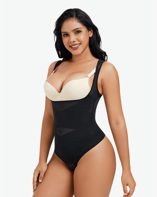 Seamline™ - Open Bust Cross Compression Thong Bodysuit