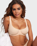 Underwire Support Seamless Unlined Balconette Bra Seamline